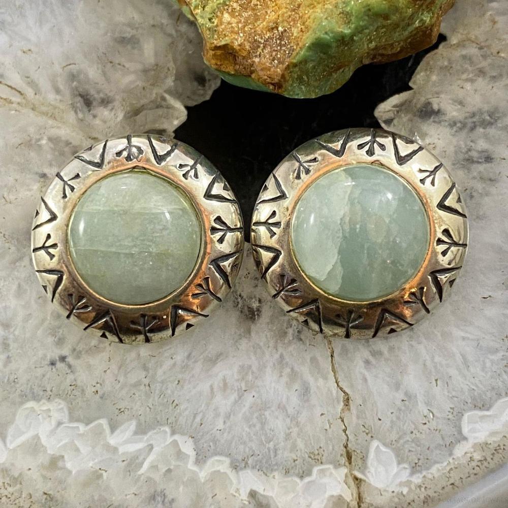 Carolyn Pollack Vintage Southwestern Style Sterling Aquamarine Stud Earrings
